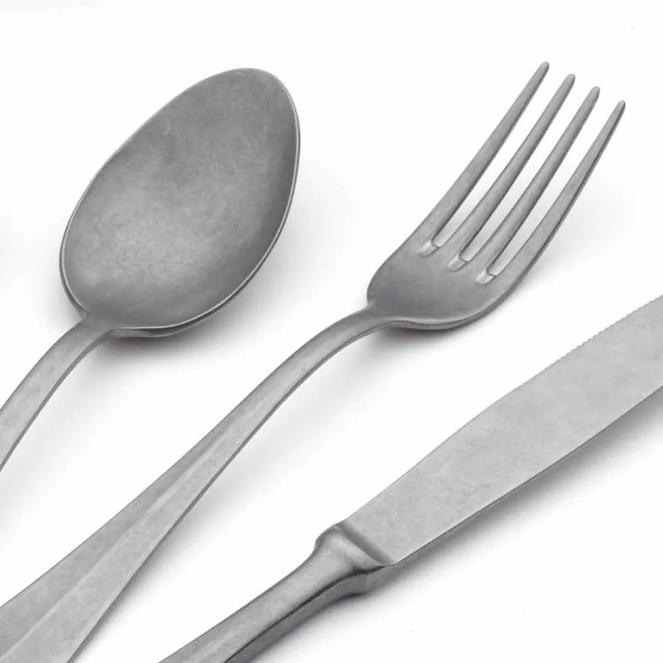 Talheres de aço com design luxuoso vintage colorido efeito 24 peças - Tigger Viadurini