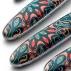 Talheres de Aço e Plástico Colorido Decoração Floral 24 Unidades - Alessandra Viadurini