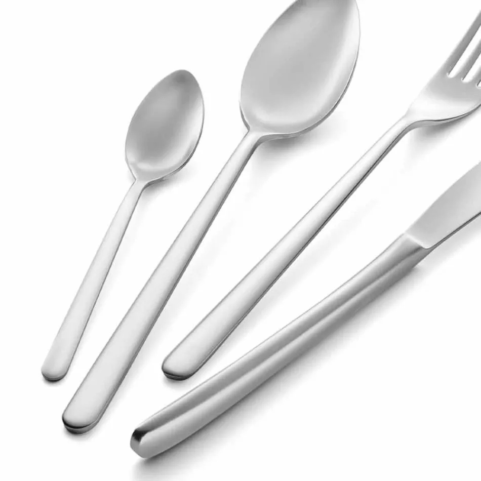 Talheres de luxo de aço inoxidável polido ou colorido com jato de areia 24 peças - Lapis Viadurini