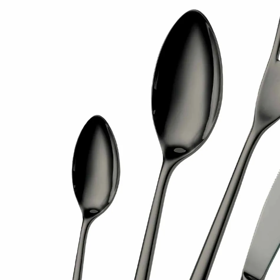 Talheres de luxo de aço inoxidável polido ou colorido com jato de areia 24 peças - Lapis Viadurini