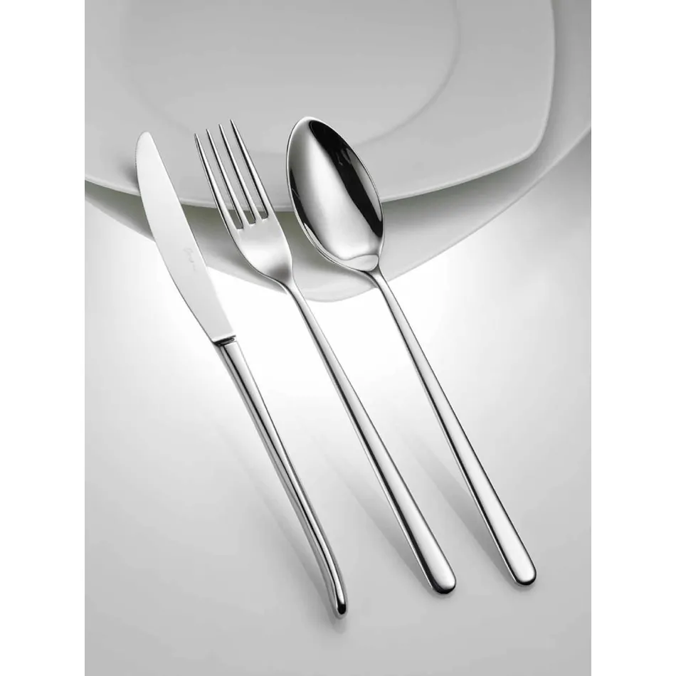 Talheres de luxo de aço inoxidável polido ou colorido com jato de areia 24 peças - Lapis Viadurini