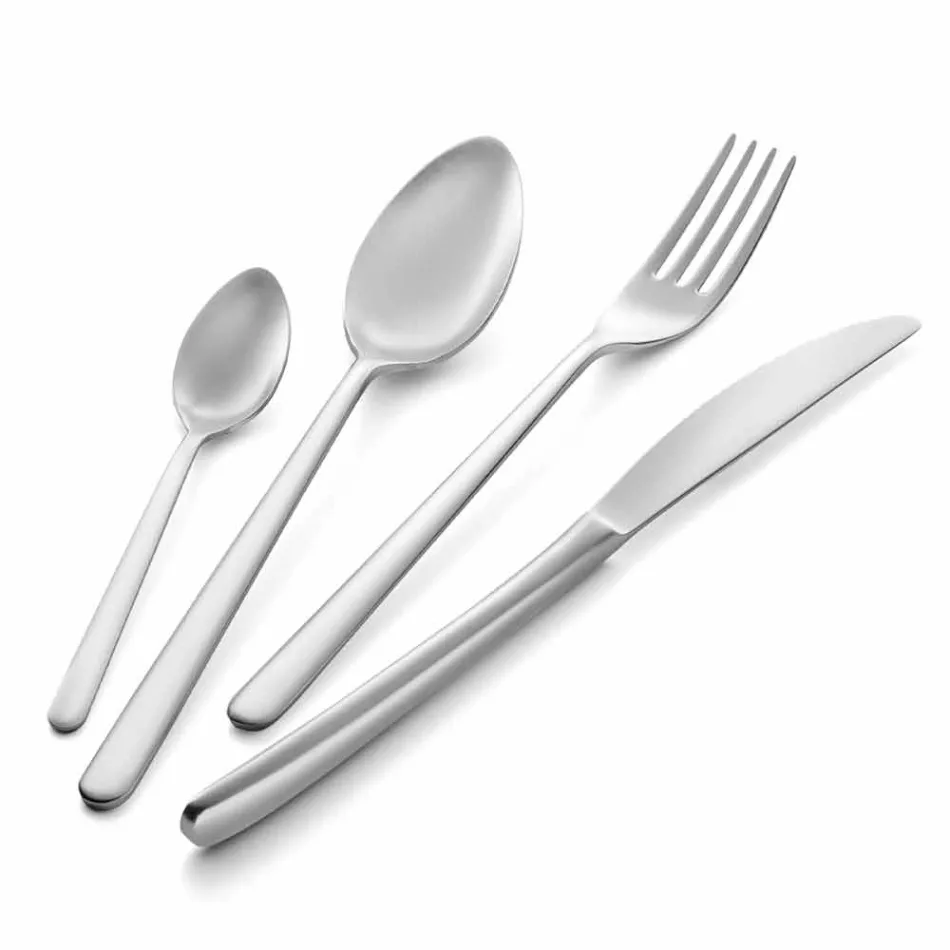 Talheres de luxo de aço inoxidável polido ou colorido com jato de areia 24 peças - Lapis Viadurini