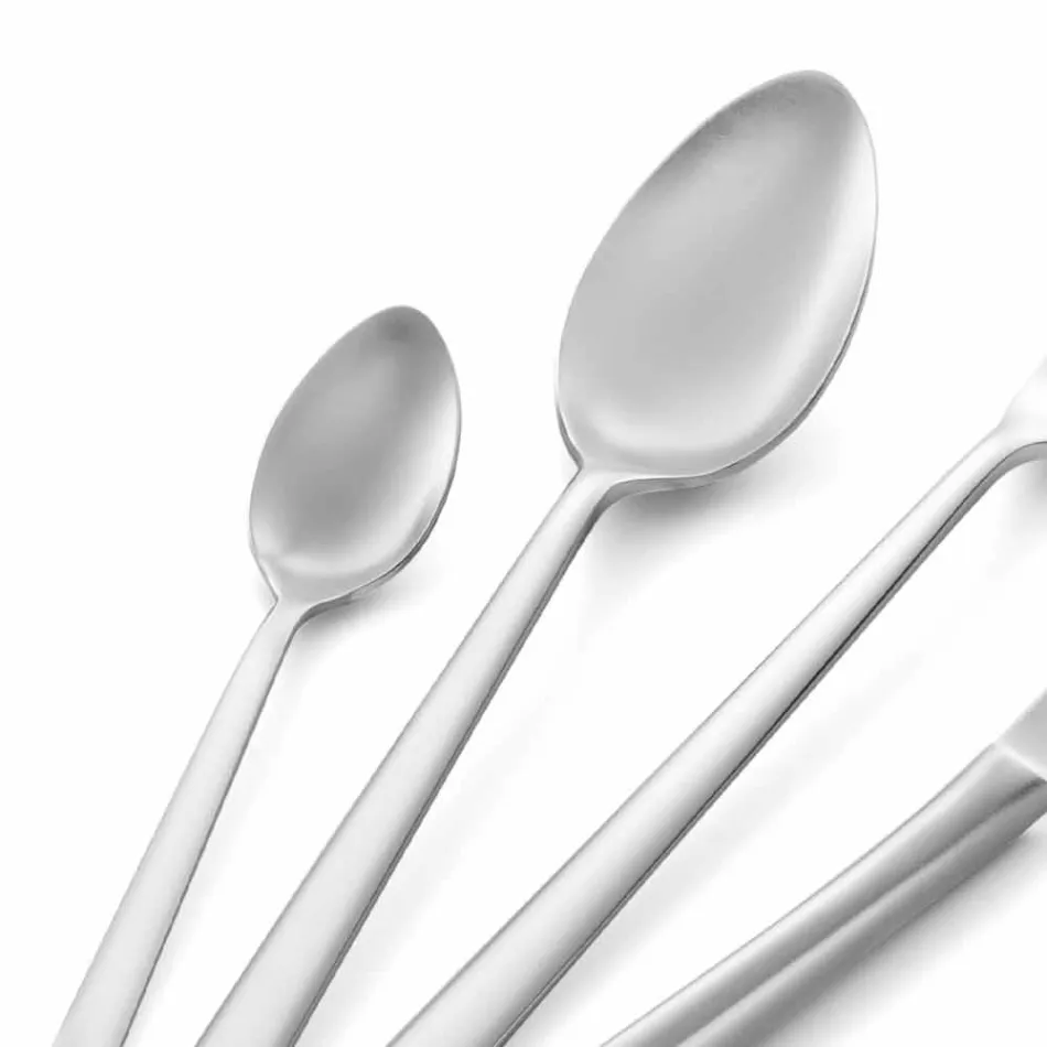 Talheres de luxo de aço inoxidável polido ou colorido com jato de areia 24 peças - Lapis Viadurini