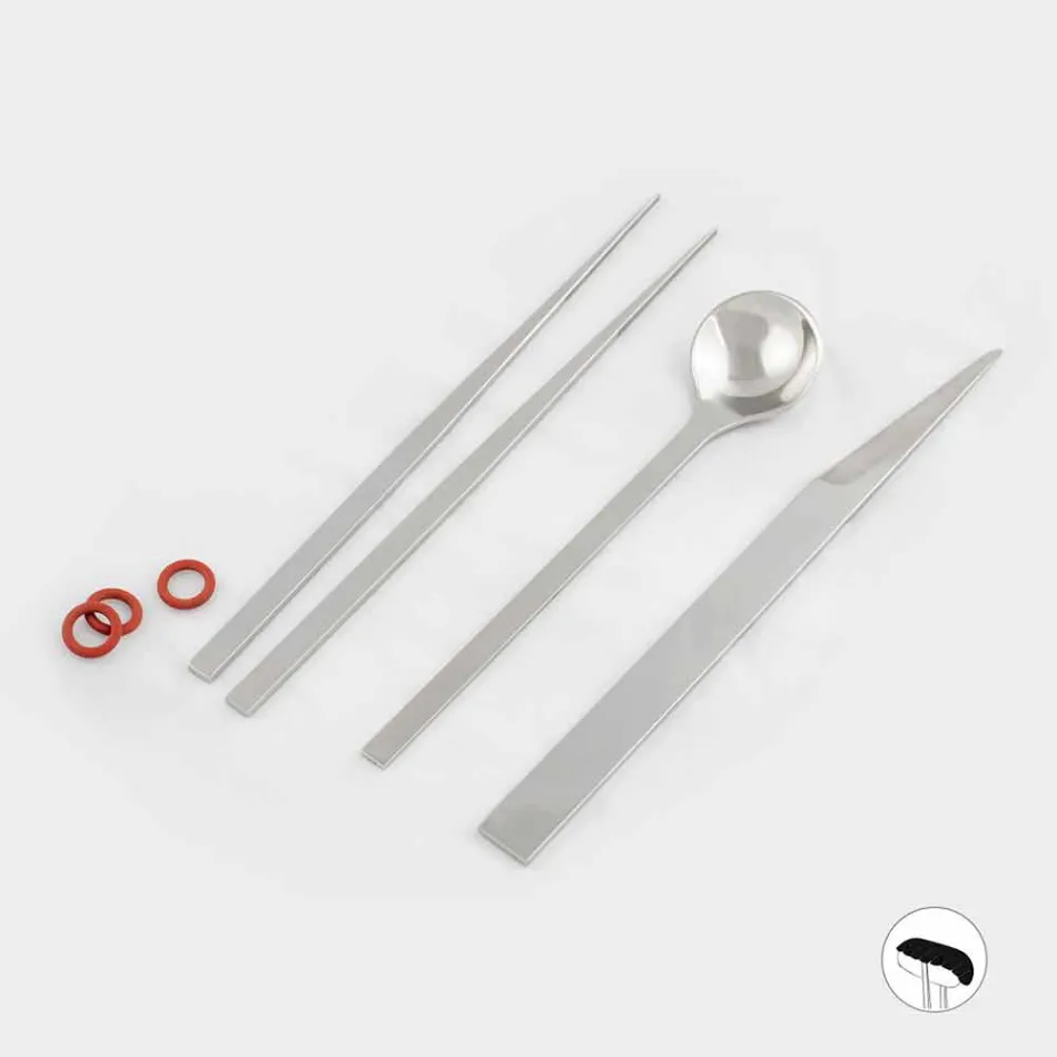 Talheres de aço inoxidável com pauzinhos de design italiano de luxo - Carronde Viadurini