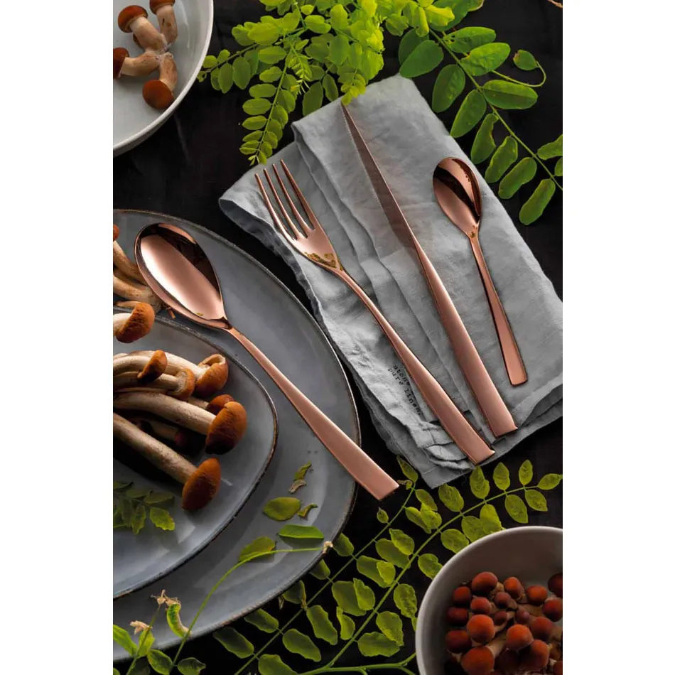 Talheres de 24 peças de design luxuoso em aço jateado ou colorido polido - tímido Viadurini