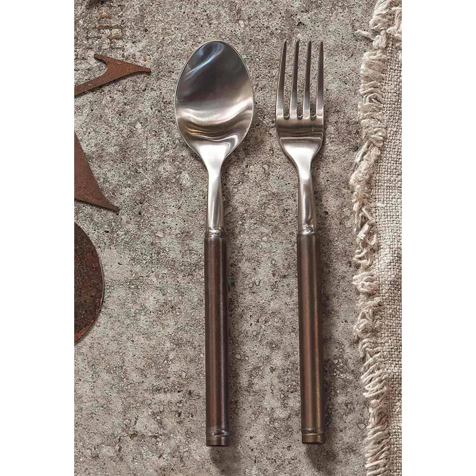 Talheres de aço acetinado 24 peças com design italiano artesanal - Damerino Viadurini