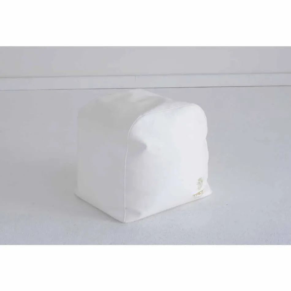 Pouf Cloud Trona design em imitação de couro branco náutico fabricado na Itália Viadurini