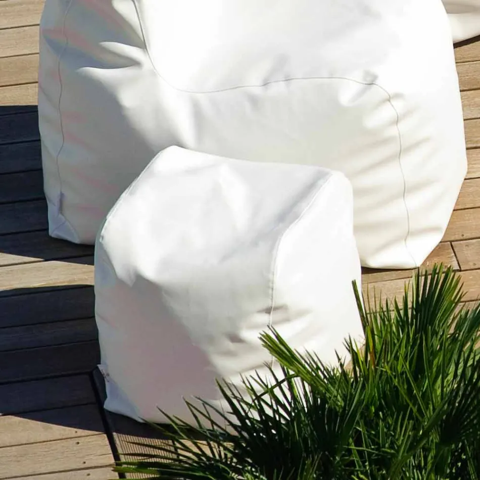 Pouf Cloud Trona design em imitação de couro branco náutico fabricado na Itália Viadurini
