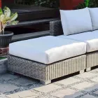 Pufinho moderno exterior em polietileno Jaco cinza-taupe, feito à mão Viadurini