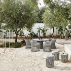 Pufe de jardim com cesta de tecelagem e alumínio - Tibidabo por Varaschin Viadurini