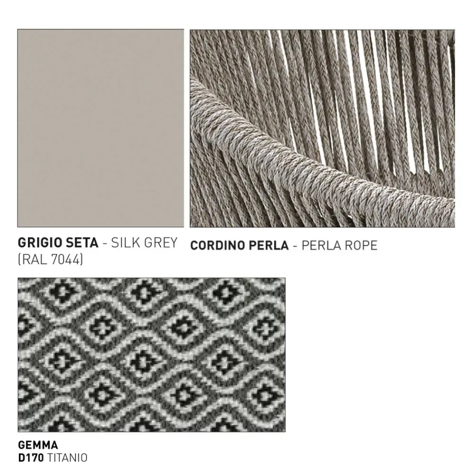 Pufe de jardim com cesta de tecelagem e alumínio - Tibidabo por Varaschin Viadurini