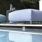 Pufe de jardim acolchoado e coberto em tecido fabricado na Itália - Manteiga Viadurini
