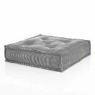 Pufe quadrado étnico em tecido de retalhos ou veludo - fibra Viadurini