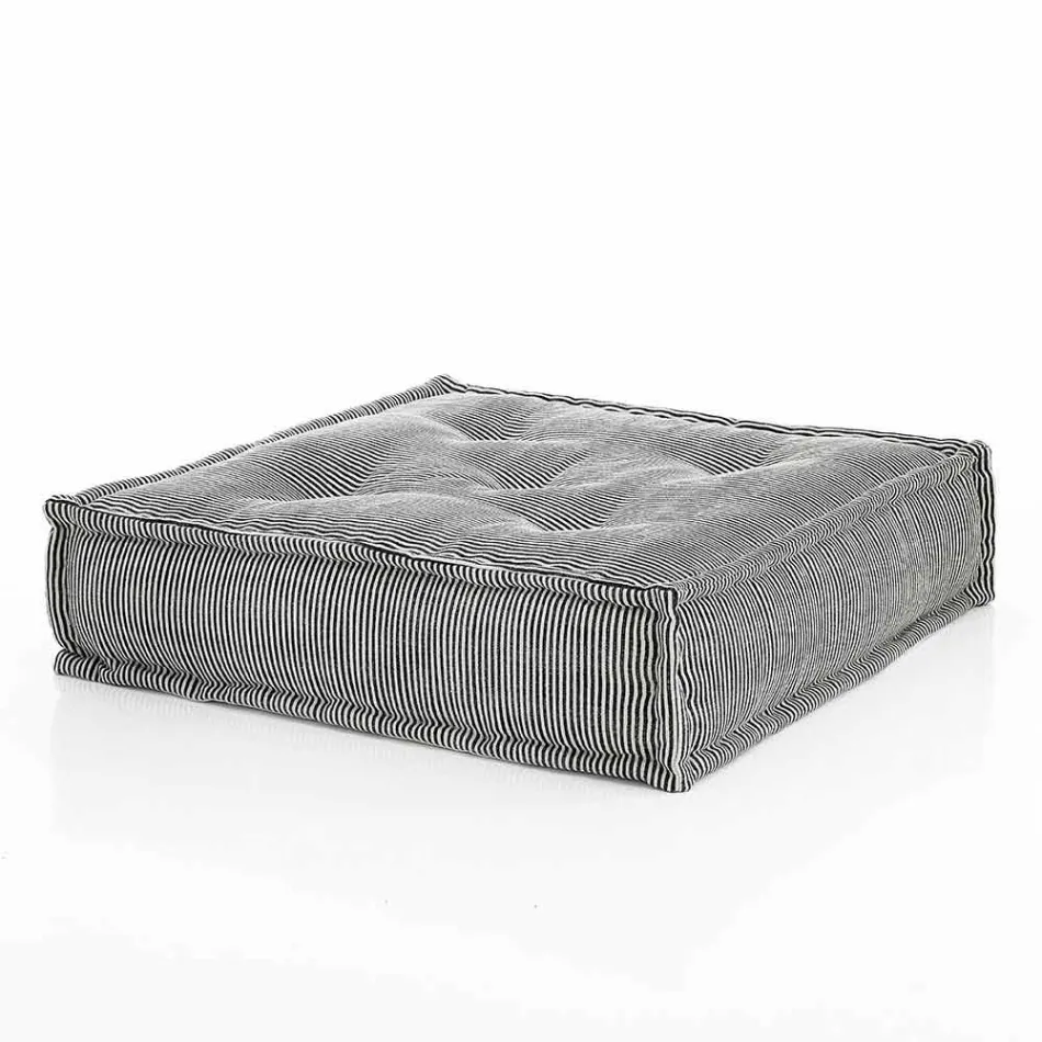 Pufe quadrado étnico em tecido de retalhos ou veludo - fibra Viadurini