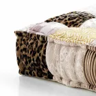 Pufe quadrado étnico em tecido de retalhos ou veludo - fibra Viadurini