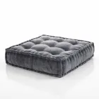 Pufe quadrado étnico em tecido de retalhos ou veludo - fibra Viadurini