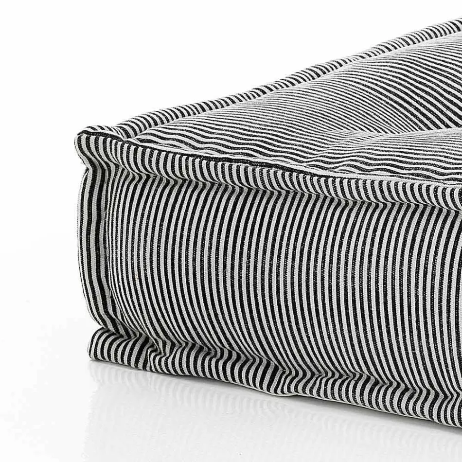 Pufe quadrado étnico em tecido de retalhos ou veludo - fibra Viadurini