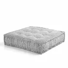 Pufe quadrado étnico em tecido de retalhos ou veludo - fibra Viadurini