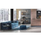 Pufe quadrado étnico em tecido de retalhos ou veludo - fibra Viadurini