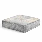 Pufe quadrado étnico em tecido de retalhos ou veludo - fibra Viadurini