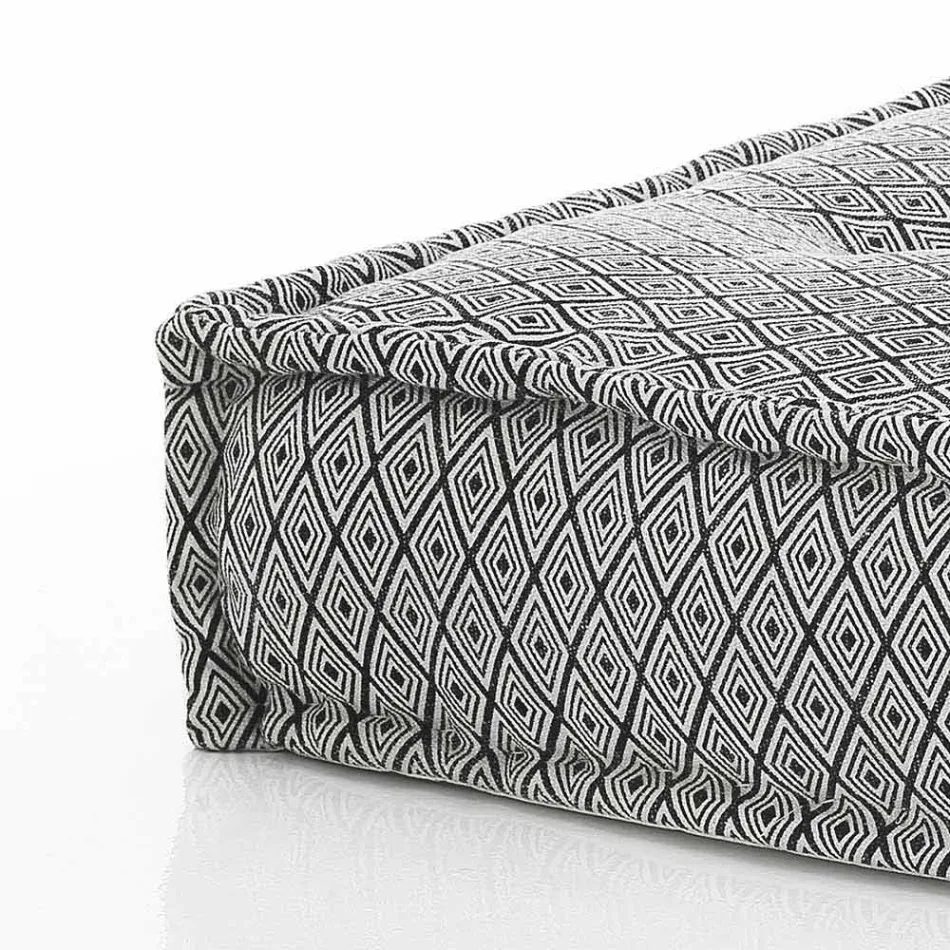 Pufe quadrado étnico em tecido de retalhos ou veludo - fibra Viadurini