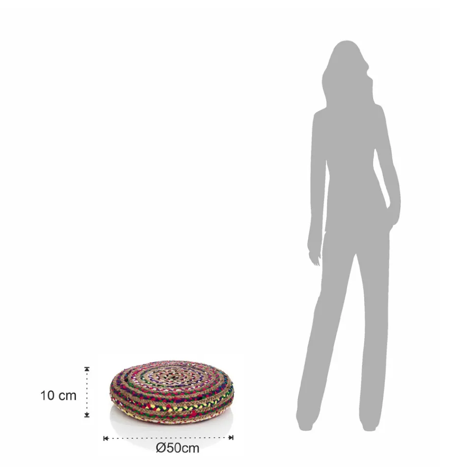 Pufe em Juta e Poliestireno de 2 Tamanhos Diferentes - Ferrugem Viadurini
