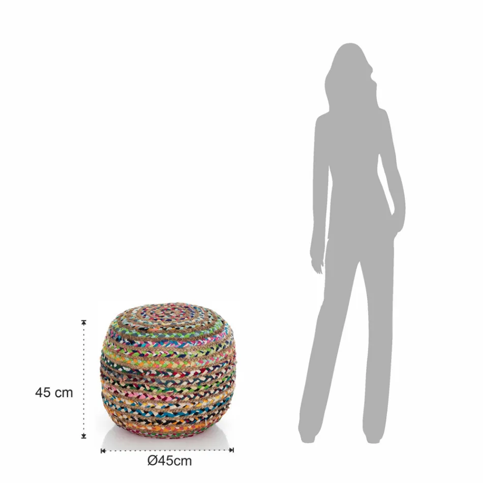 Pufe em Juta e Poliestireno de 2 Tamanhos Diferentes - Ferrugem Viadurini