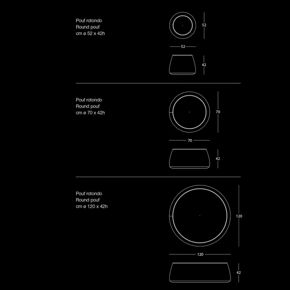 Pufe Otomano Redondo para Sala em Chenille Colorido 3 Tamanhos - Evelyne Viadurini