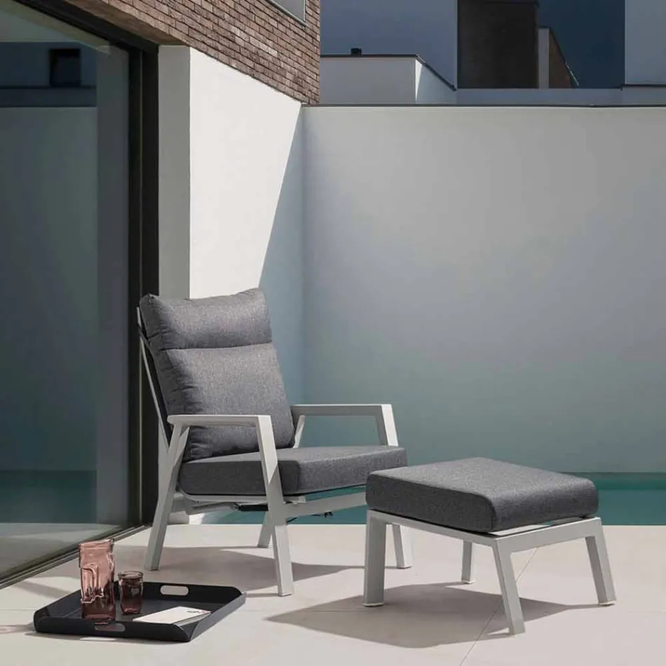 Pufe Apoio para Pés em Tecido Removível e Alumínio Pintado - Nathy Viadurini