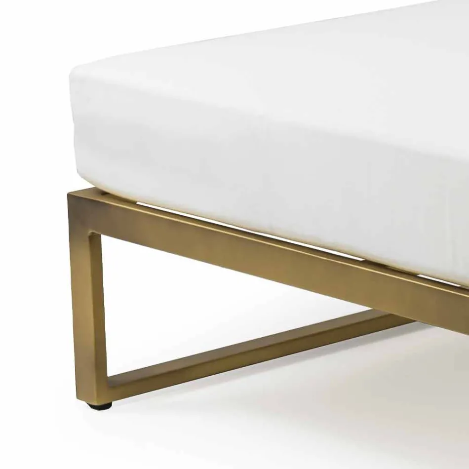 Pufe quadrado para exterior de alumínio com design luxuoso de 3 acabamentos - Julie Viadurini