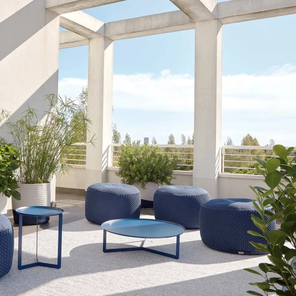 Pufe de jardim redondo em polipropileno em 3 cores Made in Italy - Francisco Viadurini