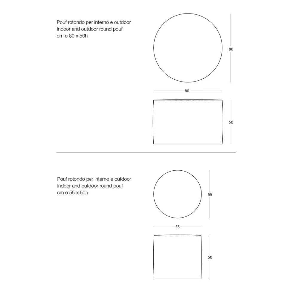 Pufe de jardim redondo em polipropileno em 3 cores Made in Italy - Francisco Viadurini