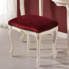 Pufe Estilo Clássico em Madeira de Nogueira e Tecido Feito na Itália - Luxo Viadurini