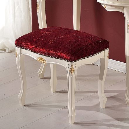 Pufe Estilo Clássico em Madeira de Nogueira e Tecido Feito na Itália - Luxo Viadurini