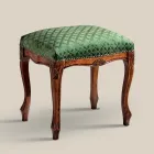 Pufe Estilo Clássico em Madeira de Nogueira e Tecido Feito na Itália - Luxo Viadurini