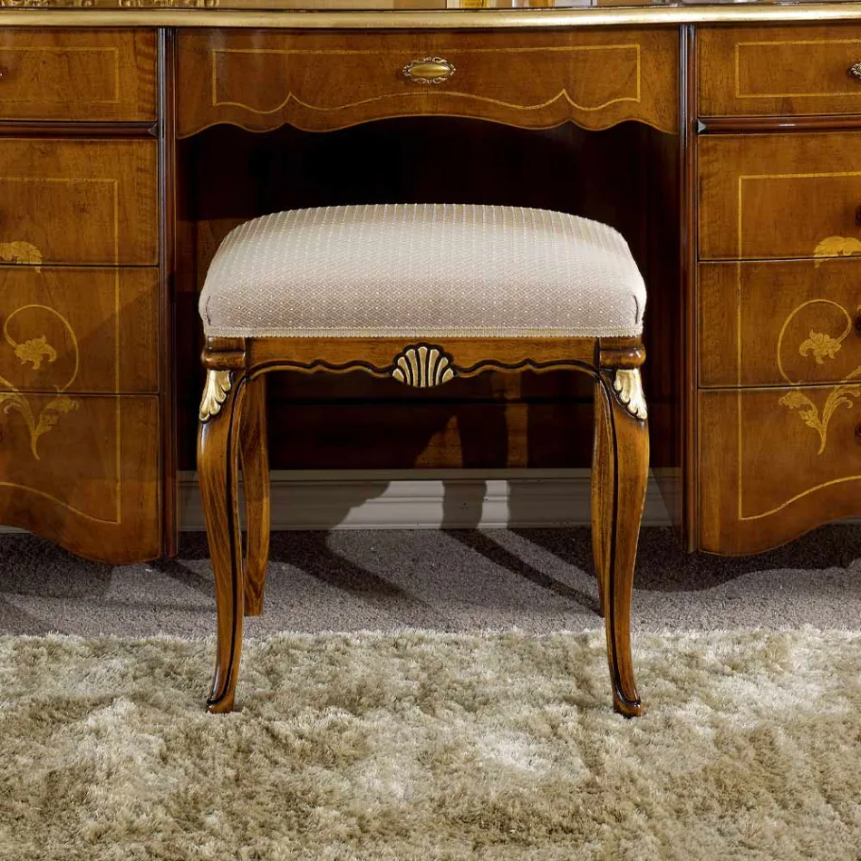 Pufe Estilo Clássico em Madeira Revestido em Tecido Feito na Itália - Cambrige Viadurini