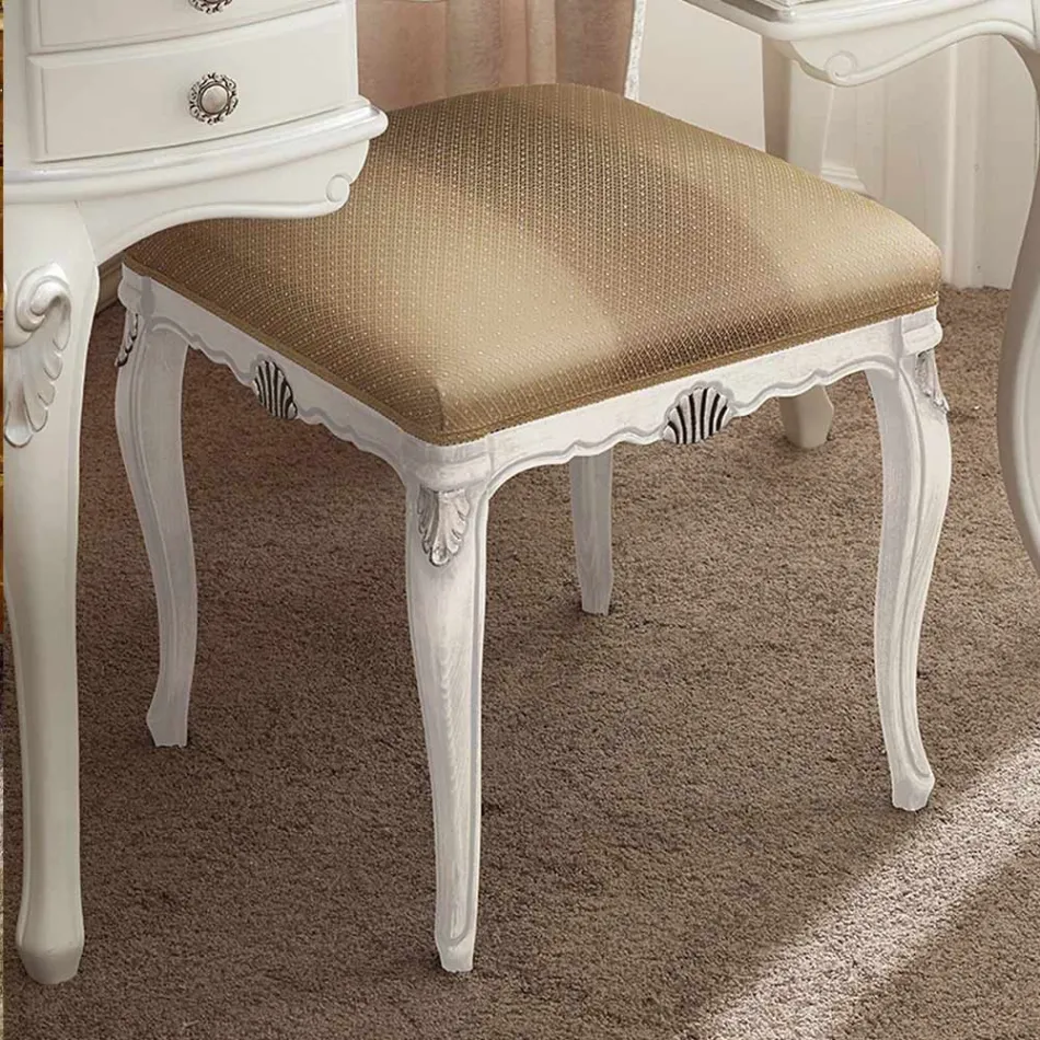 Pufe Estilo Clássico em Madeira Revestido em Tecido Feito na Itália - Cambrige Viadurini