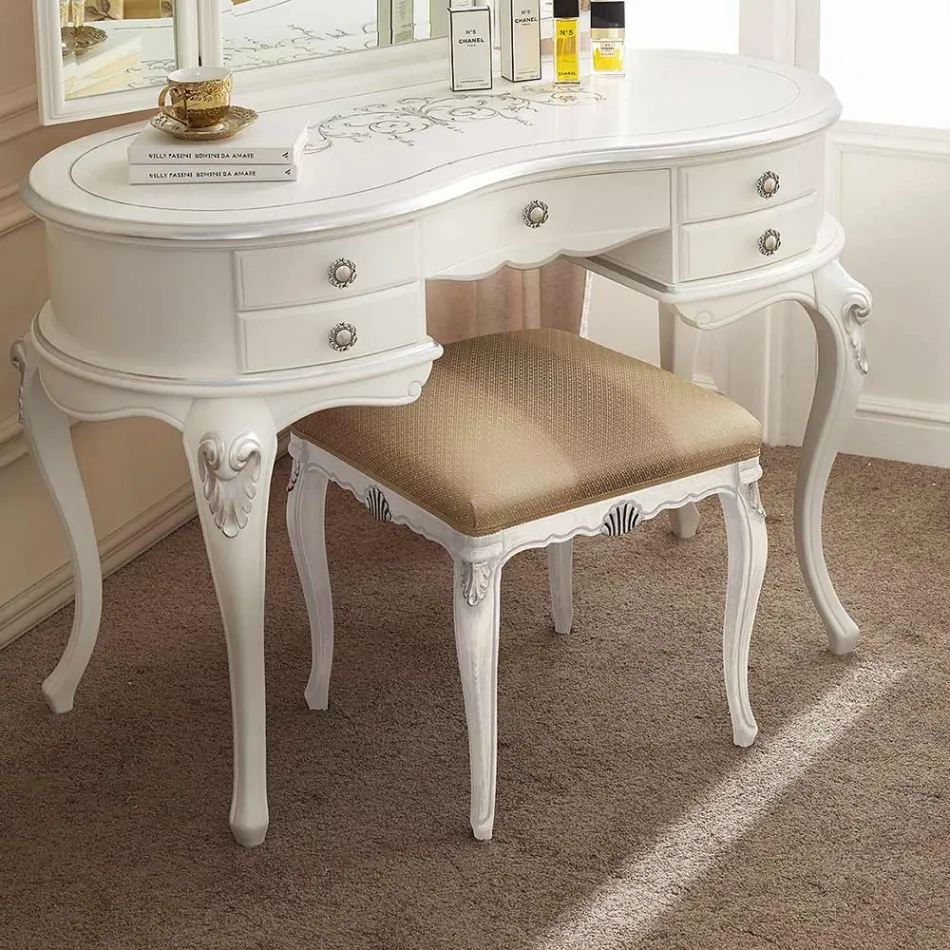 Pufe Estilo Clássico em Madeira Revestido em Tecido Feito na Itália - Cambrige Viadurini