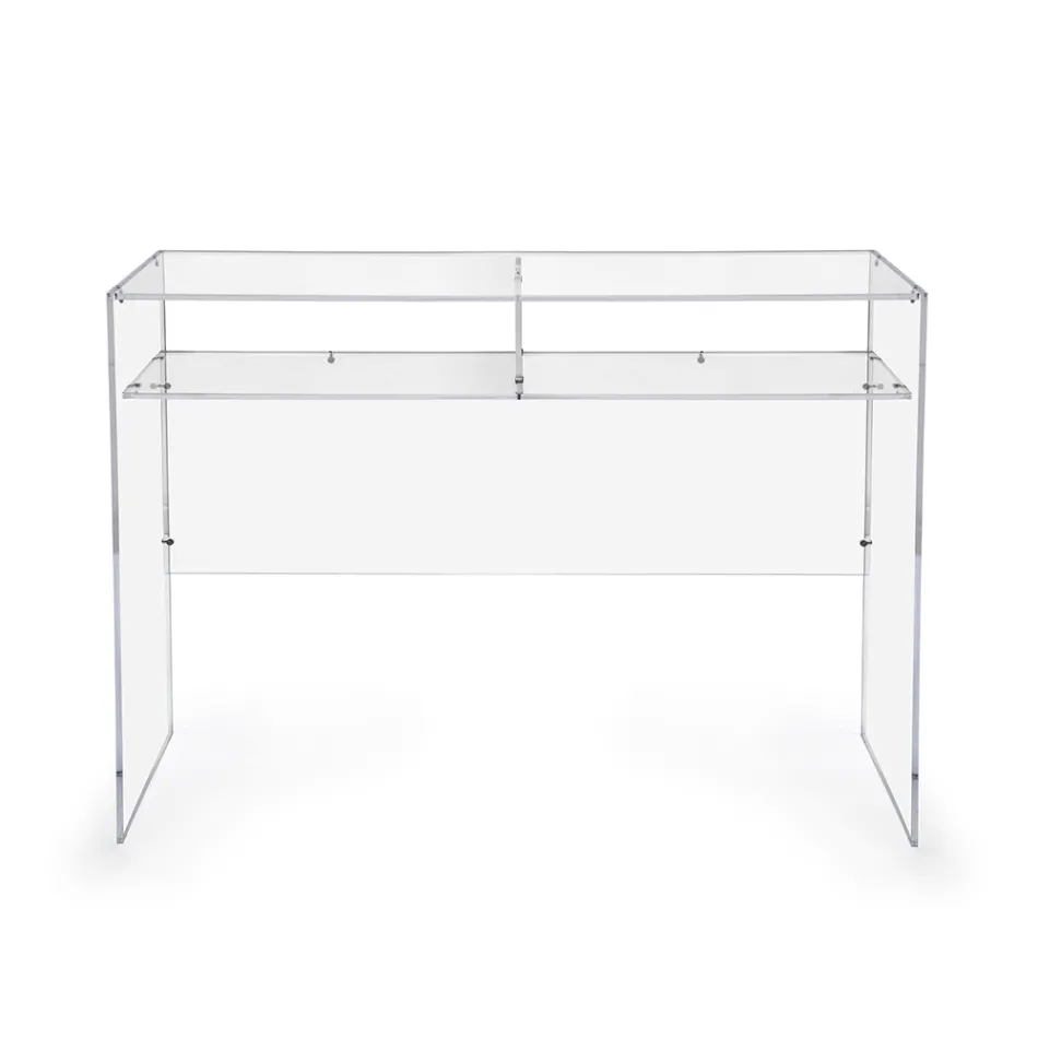 Mesa de escritório prática e independente em acrílico transparente, fabricada na Itália - Ghea Viadurini