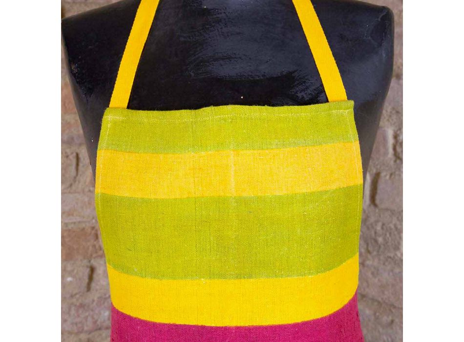 Avental artesanal de cânhamo pintado à mão precioso fabricado na Itália - Marcas Viadurini