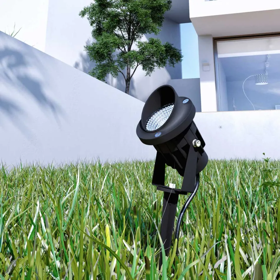 Projetor LED embutido em alumínio Matt Black 4 peças - Obrina Viadurini