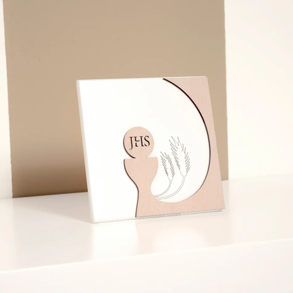 Pequena imagem representando a Eucaristia Gravada a Laser Made in Italy - Ingrid Viadurini