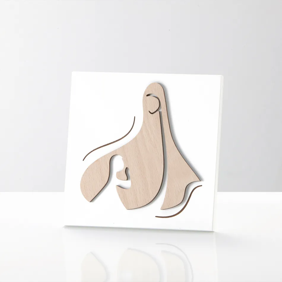 Quadro com Aparição em Cena Sacra do Anjo à Madona Feito na Itália - Babuska Viadurini