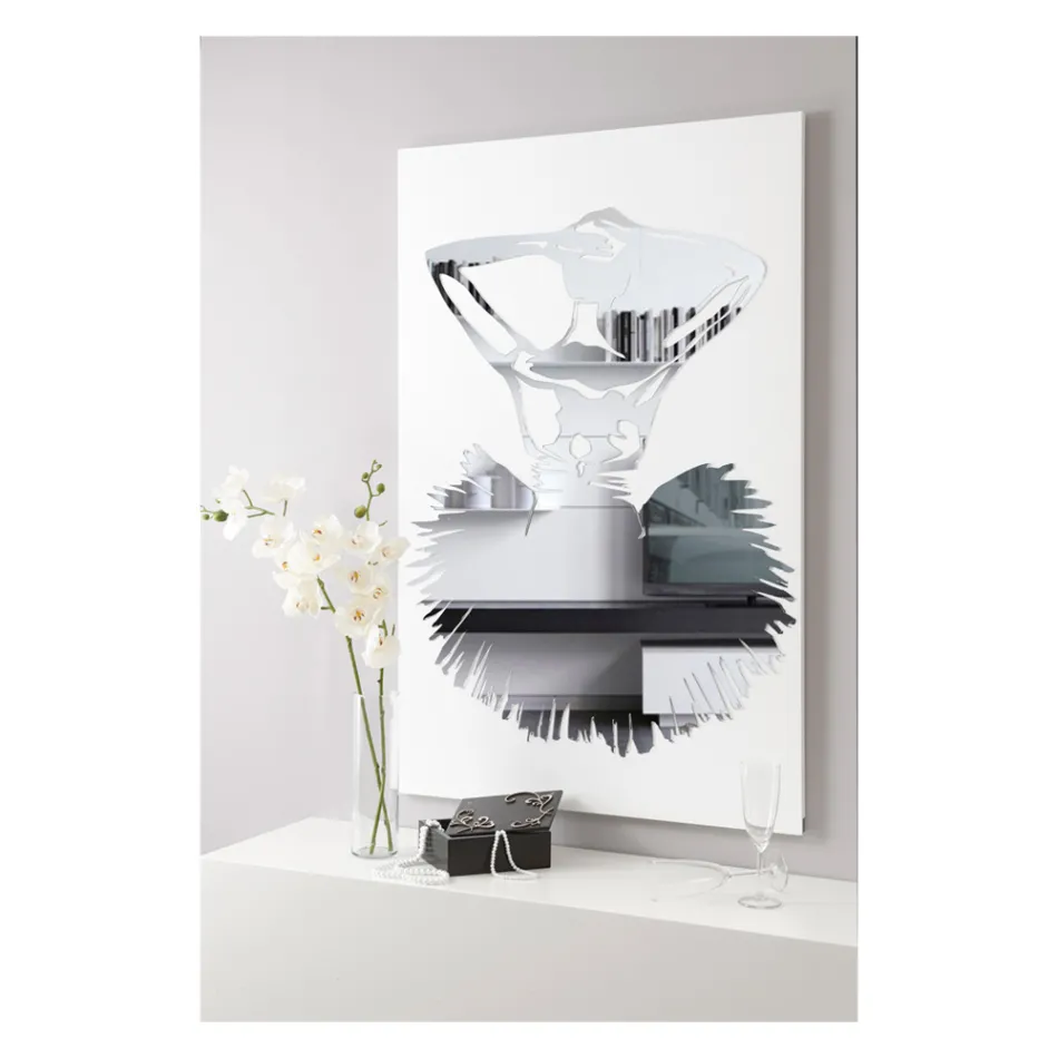 Pintura com decoração de espelho de dançarina feita na Itália - Evie Viadurini