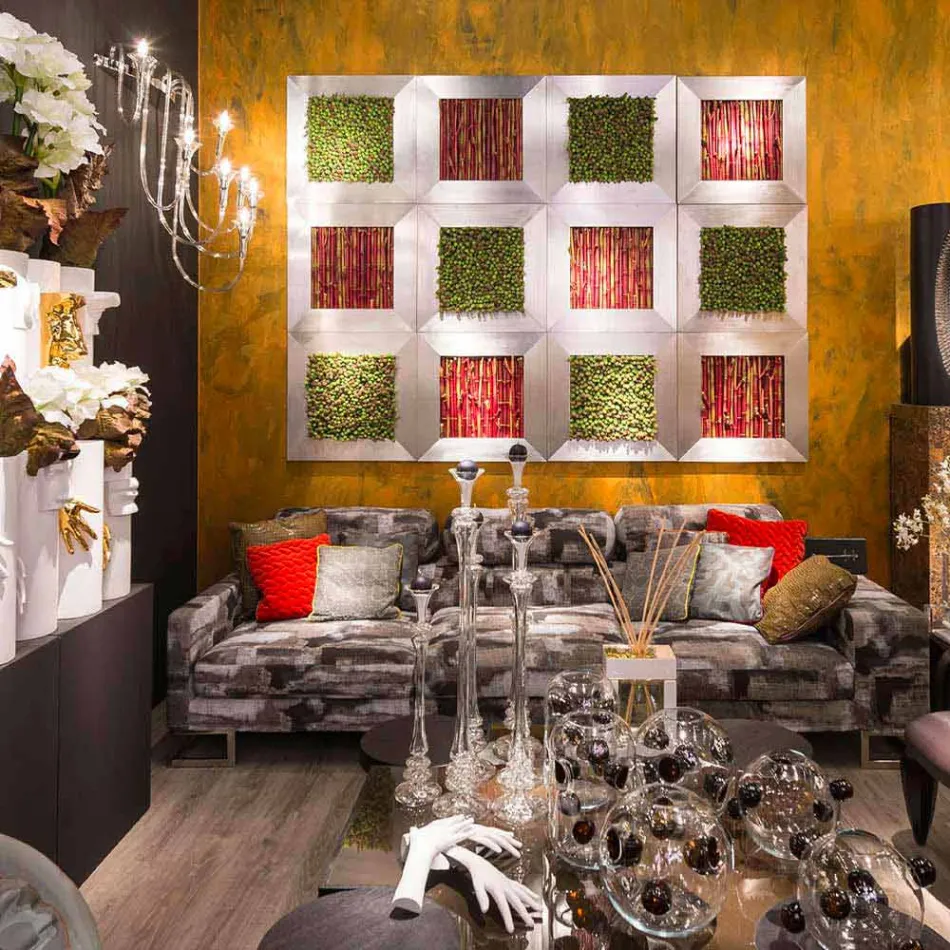 Quadro Moderno de Parede em Metal e Flores Artificiais Made in Italy - Gonio Viadurini