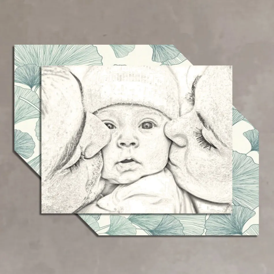 Quadro em madeira com estampa de um beijo para uma criança Fabricado na Itália - Andorra Viadurini