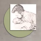 Quadro de madeira com estampa de pai beijando seu filho Fabricado na Itália - Bélgica Viadurini