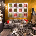 Quadro de parede moderno em metal e flores artificiais feitos na Itália - Trimo Viadurini