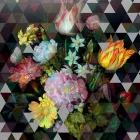 Imagem moderna de parede de vidro com estampa floral feita na Itália - Ganza Viadurini