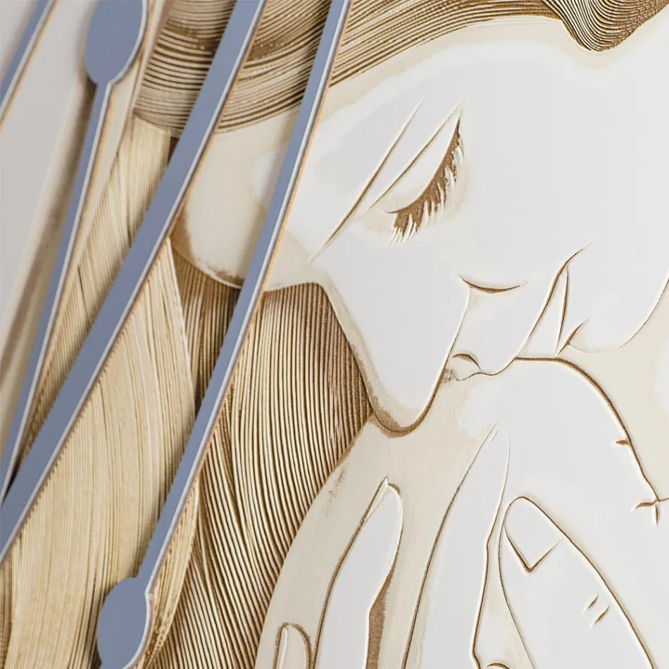 Pintura Retangular Feita a Laser com Deusa e Criança Feita na Itália - Nagi Viadurini